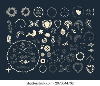verschiedene handgeschriebene Kunstformen. Zeichen und Symbole handgeschriebener Kunstformen.