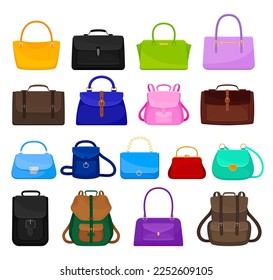 Bolsos de mano diferentes como juego de vectores grandes para accesorios de moda