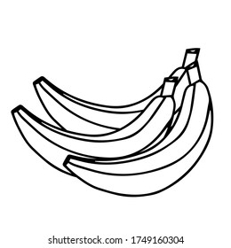 diferentes líneas de productos a mano, 
un montón de plátanos, ilustración vectorial aislada en fondo blanco, 