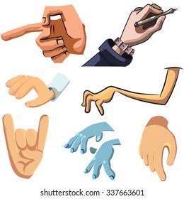 Different hands.Man hands.Hand drawn man hands.