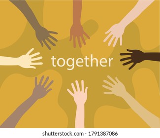 
Different hands together. No racism. 