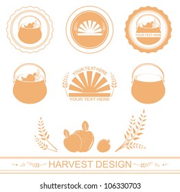 different harvest icon or logo designs with wheat and apples