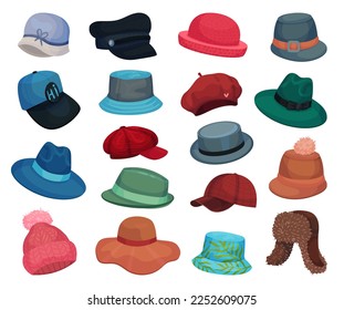 Different Hat and Caps with Brim Big Vector Set