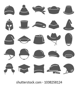 Different hats simple icon set