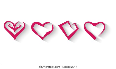 different heart icons design vector set symbol