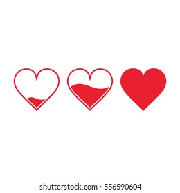 Different heart rating level illustration, vector set