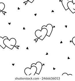 Different heart for Valentines day. Seamless pattern. Coloring Page. Love and romantic. Hand drawn style. Vector drawing. Design ornaments.