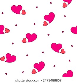Different heart for Valentines day. Seamless pattern. Love and romantic. Hand drawn style. Vector drawing. Design ornaments.