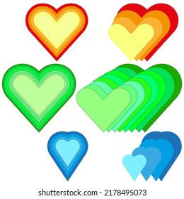 verschiedene Herzen für feierliches Design. Vektorgrafik. Stockbild.