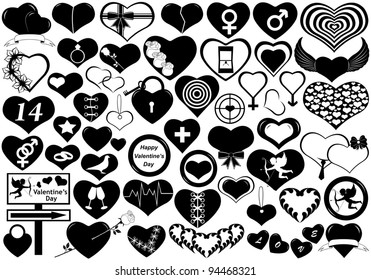 Different hearts isolated on white