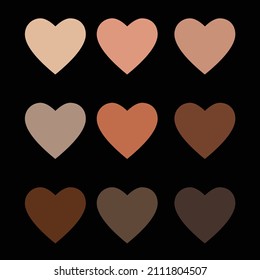 Different hearts with skin color diversity black history month vector illustration
