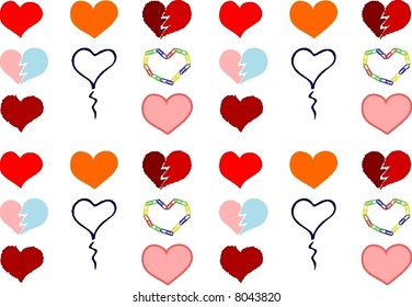 Different hearts - vector.