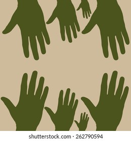 Different helping hands reach for each other