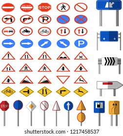 Different highly detailed and fully editable vector Traffic-Road Sign Collection