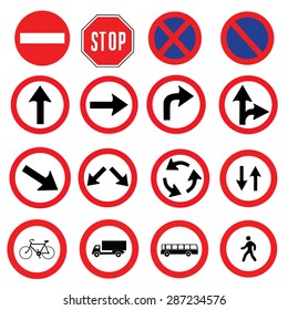 different highly detailed and fully editable vector Traffic-Road Sign Collection. ready to use