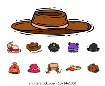 Different holiday carnaval hat fashion accessory party celebration for masquerad clothing vector illustration