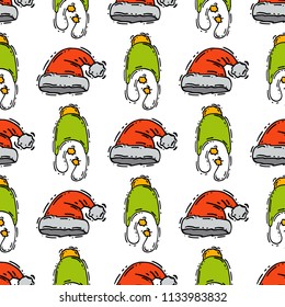 Different holiday carnaval hat fashion accessory party celebration for masquerad clothing seamless pattern background vector illustration