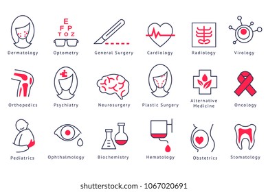 Different Hospital Department Icons Set Vector Illustrations On A White Background