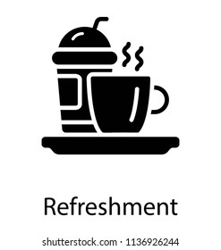 Different hot and cold drink in a glass and cup representing the concept of refreshment 