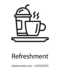 Different hot and cold drink in a glass and cup representing the concept of refreshment 