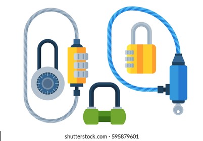 Different house door lock icons set vector safety password privacy element with key and padlock, protection security keyhole vector illustration.