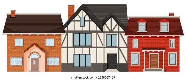 Casa diferente en ilustración de fondo blanco