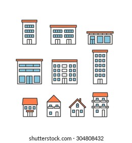 Different house silhouettes collection. Design elements