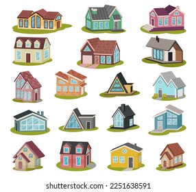 Different Houses and Residential Building and Cottage Big Vector Set