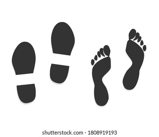 Different human footprints icon set. Vector