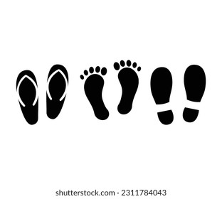 Different human footprints icon. Set different human footprints vector design and illustration.