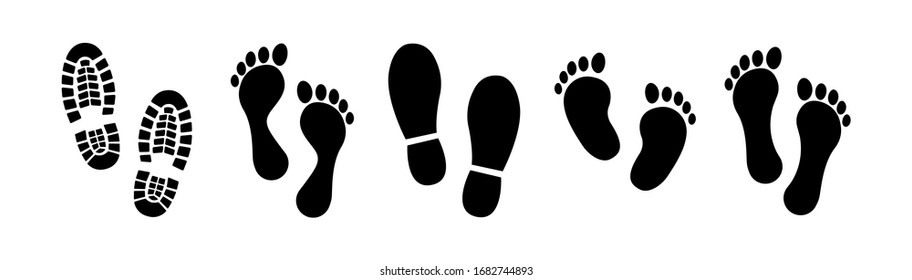 Different human footprints icon. Vector