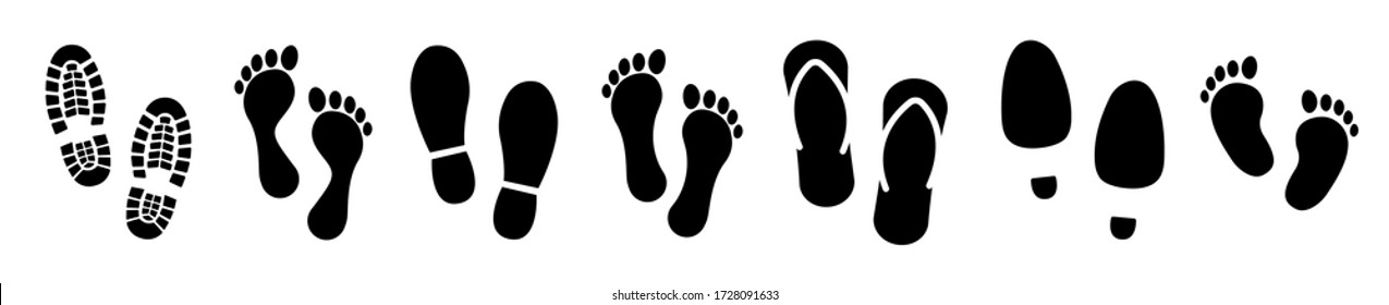 Different human footprints icon. Vector illustration