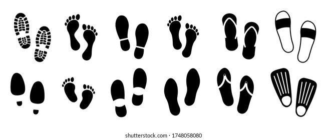 Different Human Footprints Icon. Vector Illustration