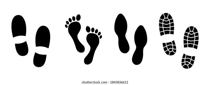 Different human footprints icon. Vector illustration