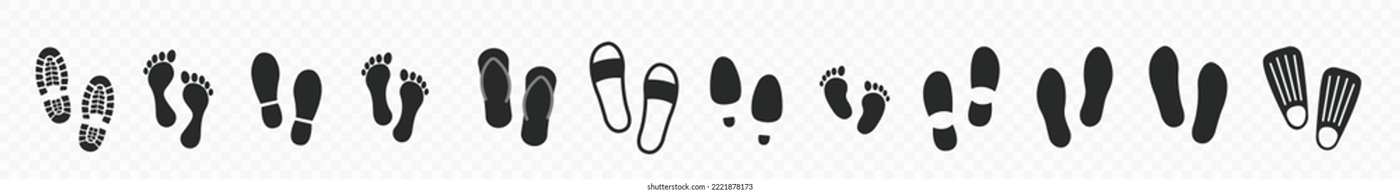 Different human footprints icon. Vector