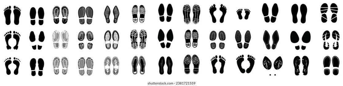 Different human footprints icon. Vector illustration