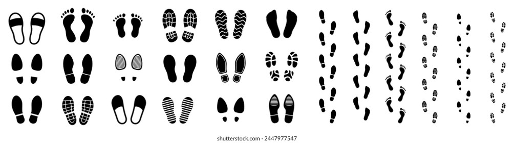 Different human footprints icon. Vector illustration