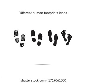 Different human footprints icons ideas design vector illustration graphic on background