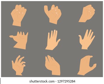 Different human hand positions color icons set for web and mobile design 