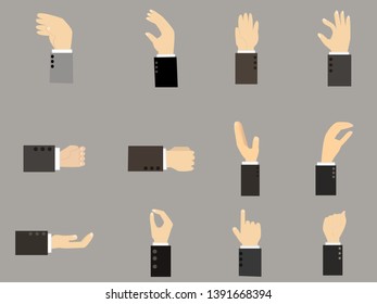 Different human hand positions color icons set for web and mobile design