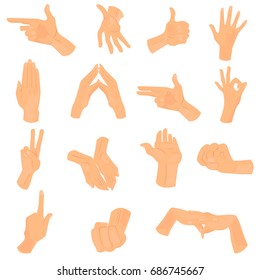 Different human hand positions color icons set for web and mobile design