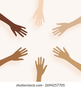 Vector de fondo de concepto de unidad de tono de piel humana diferente