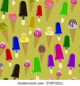 Different Ice cream back pattern yellow seamless