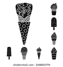 Different ice cream black icons in set collection for design. Dessert and sweetness vector symbol stock web illustration.