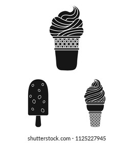 Different ice cream black icons in set collection for design. Dessert and sweetness vector symbol stock web illustration.