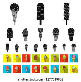 Different ice cream black,flat icons in set collection for design. Dessert and sweetness vector symbol stock web illustration.