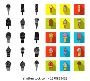 Different ice cream black,flat icons in set collection for design. Dessert and sweetness vector symbol stock web illustration.