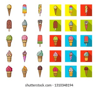 Different ice cream cartoon,flat icons in set collection for design. Dessert and sweetness vector symbol stock web illustration.