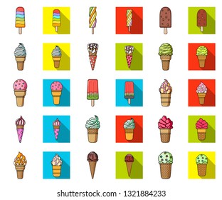 Different ice cream cartoon,flat icons in set collection for design. Dessert and sweetness vector symbol stock web illustration.