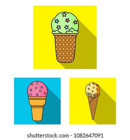 Different ice cream flat icons in set collection for design. Dessert and sweetness vector symbol stock web illustration.